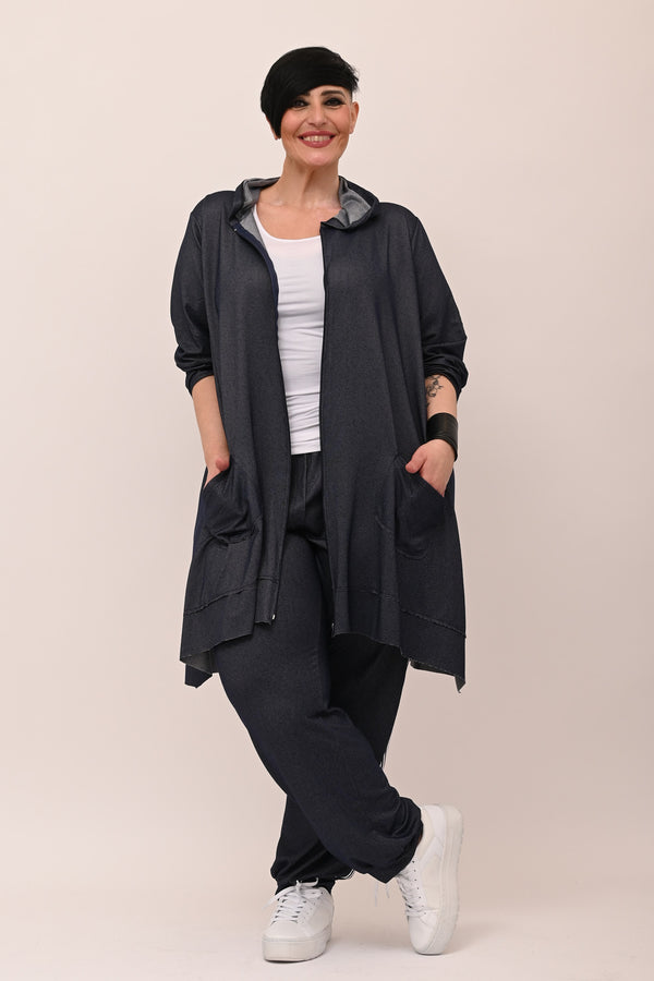 Giacca zip viscosa - Jeans scuro