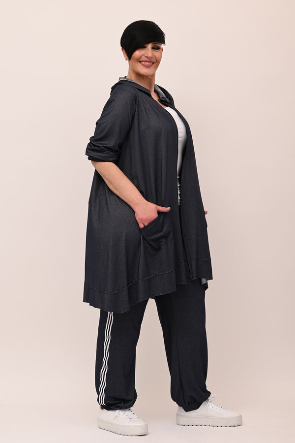 Giacca zip viscosa - Jeans scuro