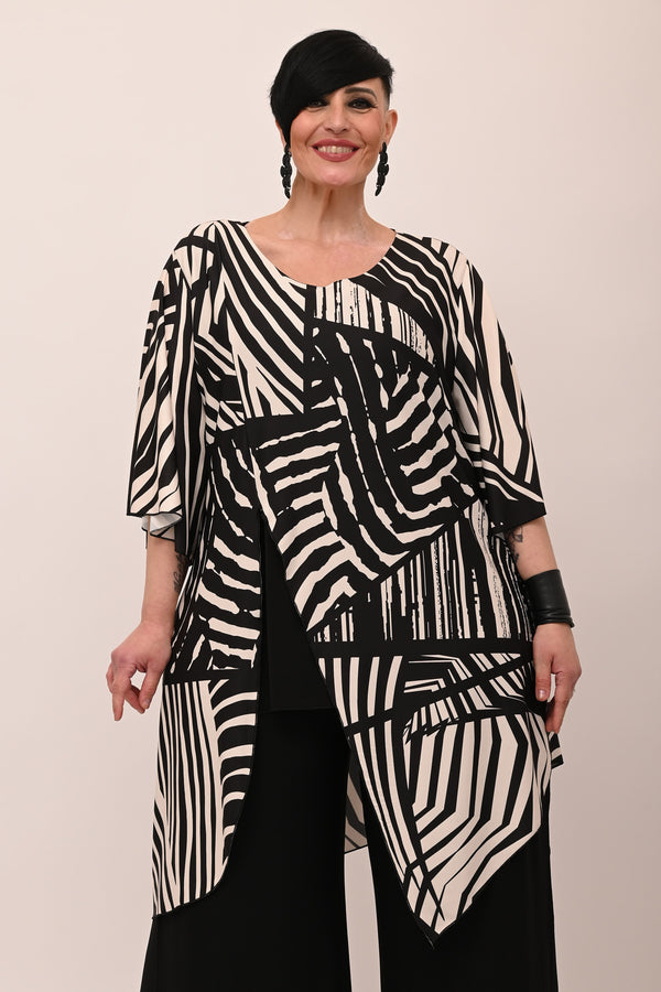 Blusa fantasia spacco - Nero/bianco