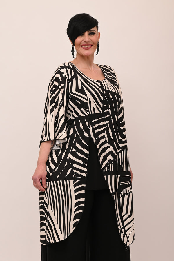 Blusa fantasia spacco - Nero/bianco
