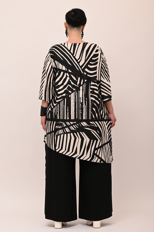 Blusa fantasia spacco - Nero/bianco