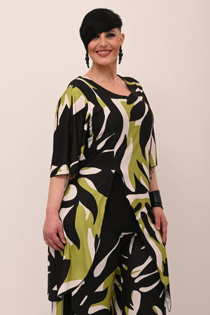 Blusa fantasia spacco - Verde acido/nero