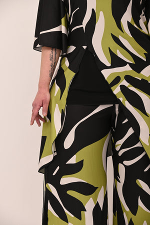 Blusa fantasia spacco - Verde acido/nero