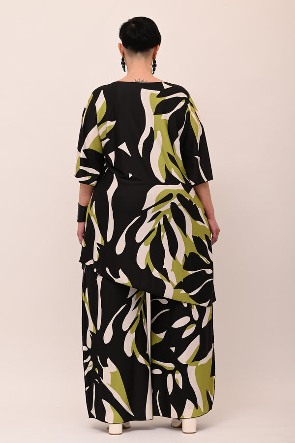 Blusa fantasia spacco - Verde acido/nero