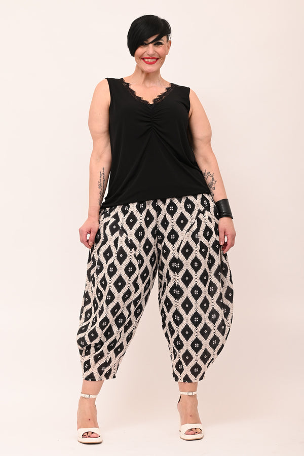 Top scollo V pizzo - Nero