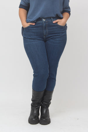 Basic Crinkled Jeans - Medium Blue