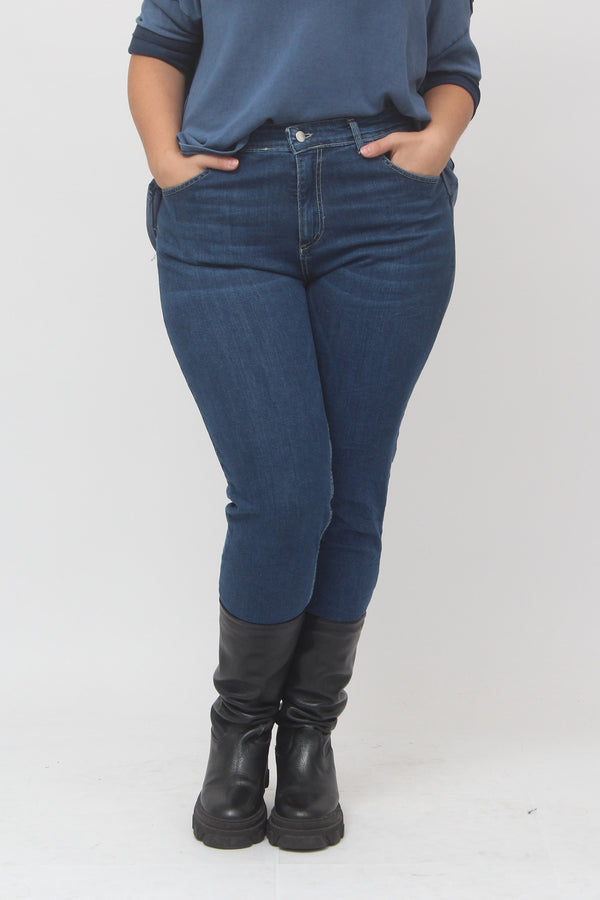Basic Crinkled Jeans - Medium Blue