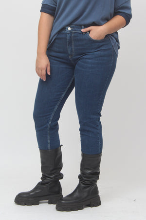 Basic Crinkled Jeans - Medium Blue