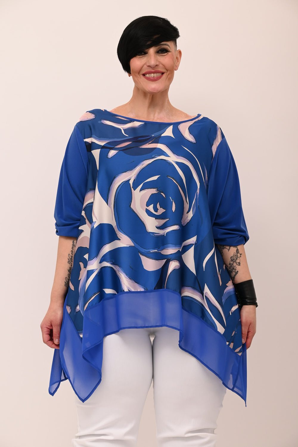 Blusa fazzoletto raso - blu royal