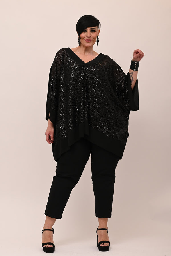 Poncho paillettes - Nero