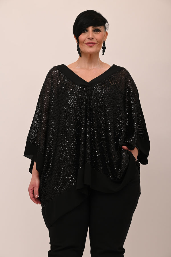 Poncho paillettes - Nero