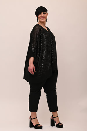 Poncho paillettes - Nero