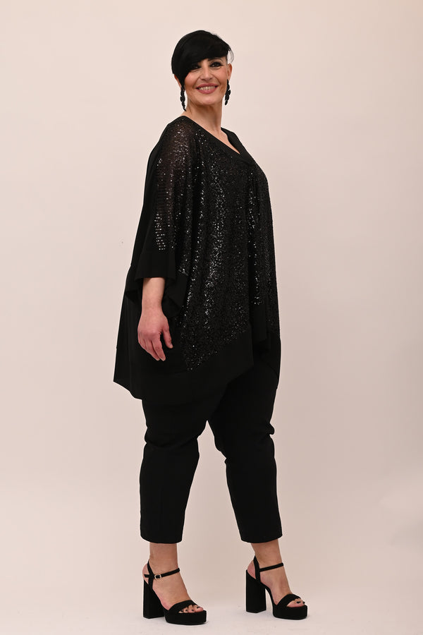 Poncho paillettes - Nero