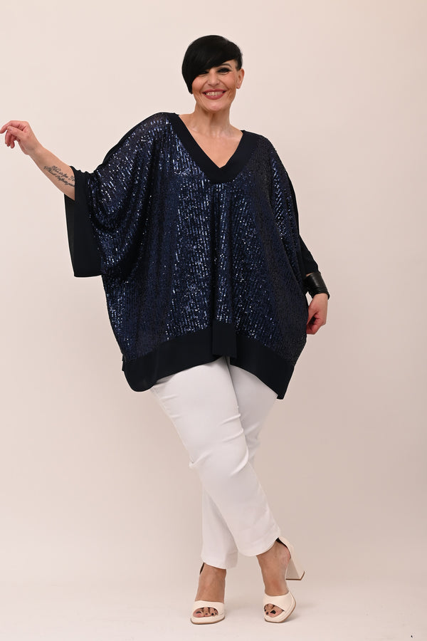 Poncho paillettes - Blu