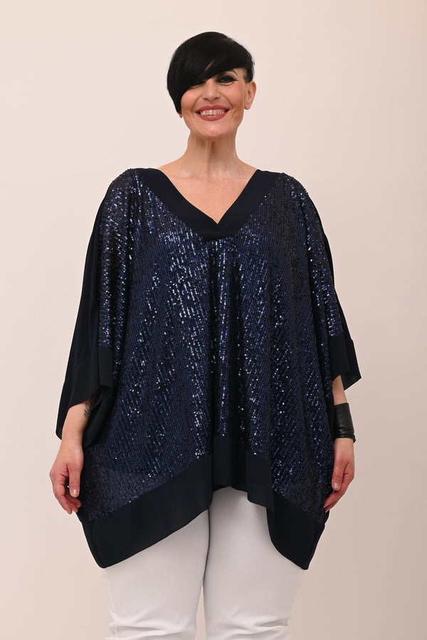 Poncho paillettes - Blu