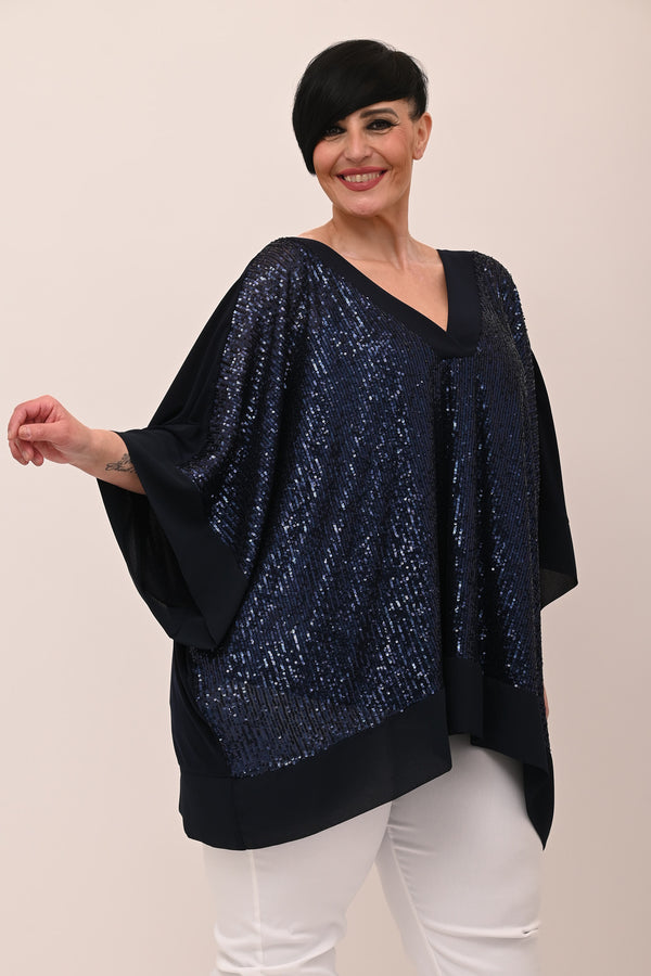 Poncho paillettes - Blu