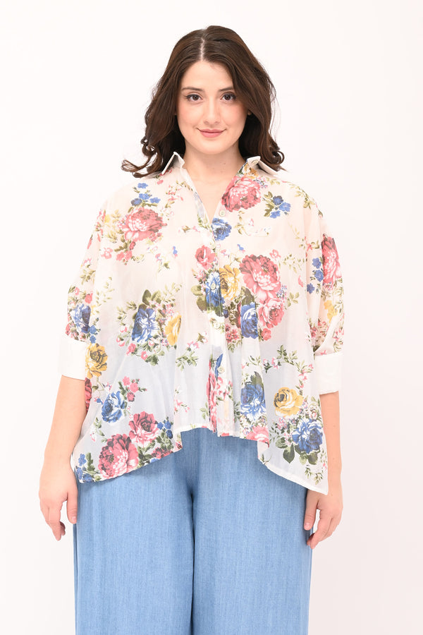 Fancy Box Cuff Shirt - White/Jeans
