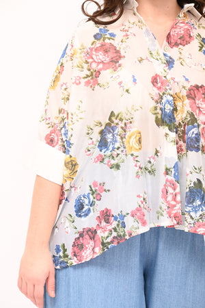 Fancy Box Cuff Shirt - White/Jeans