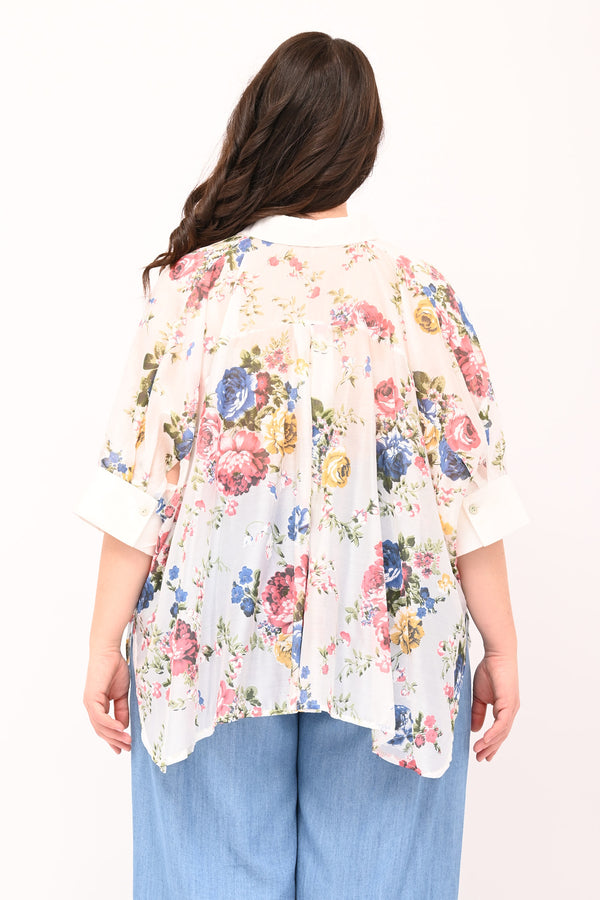 Fancy Box Cuff Shirt - White/Jeans