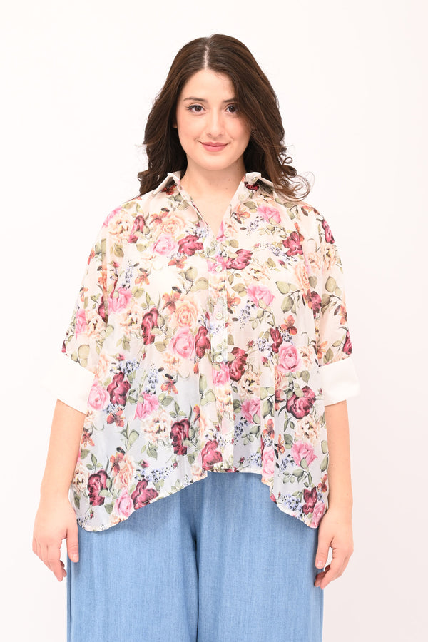 Fancy Box Cuff Shirt - White/Red