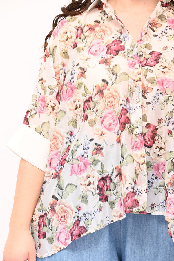 Fancy Box Cuff Shirt - White/Red