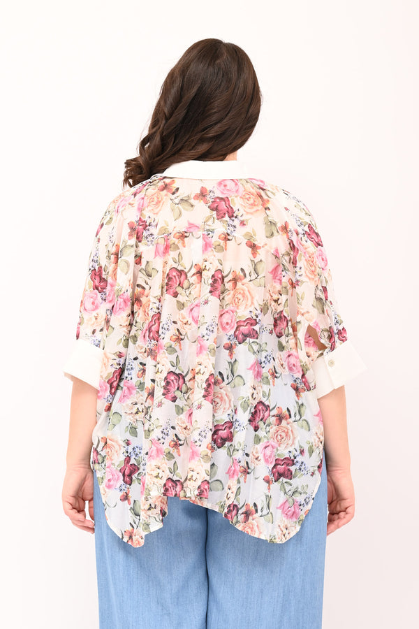 Fancy Box Cuff Shirt - White/Red