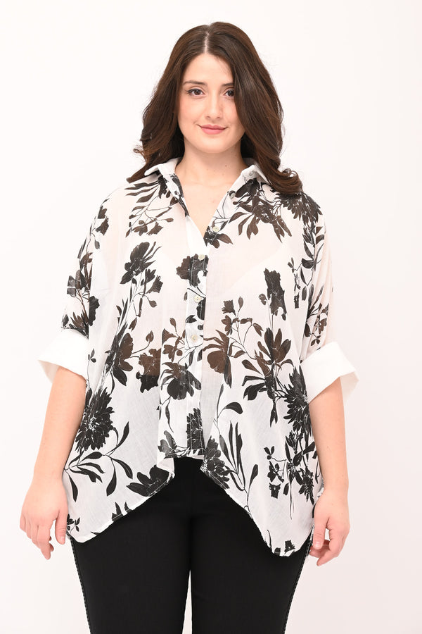 Box Cuff Shirt Pattern - White/Black