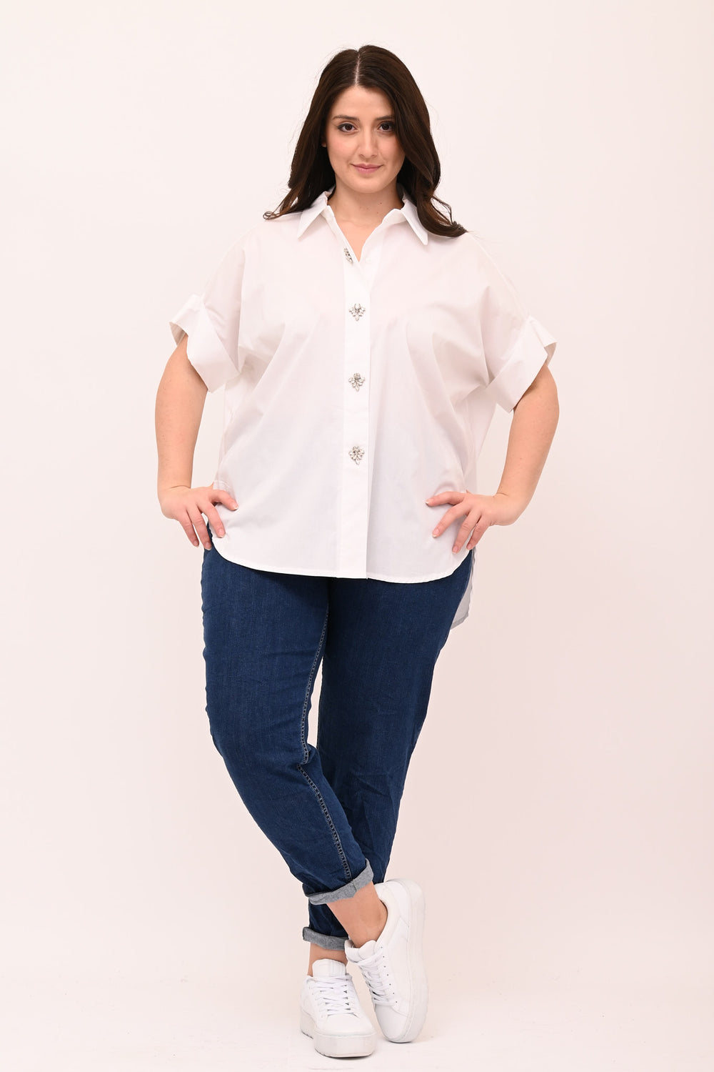 Camicia bottoni gioiello - Bianco