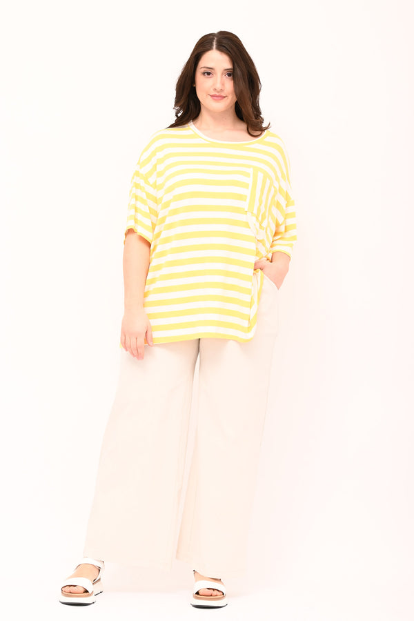 Striped Pocket Box T-Shirt - Mango