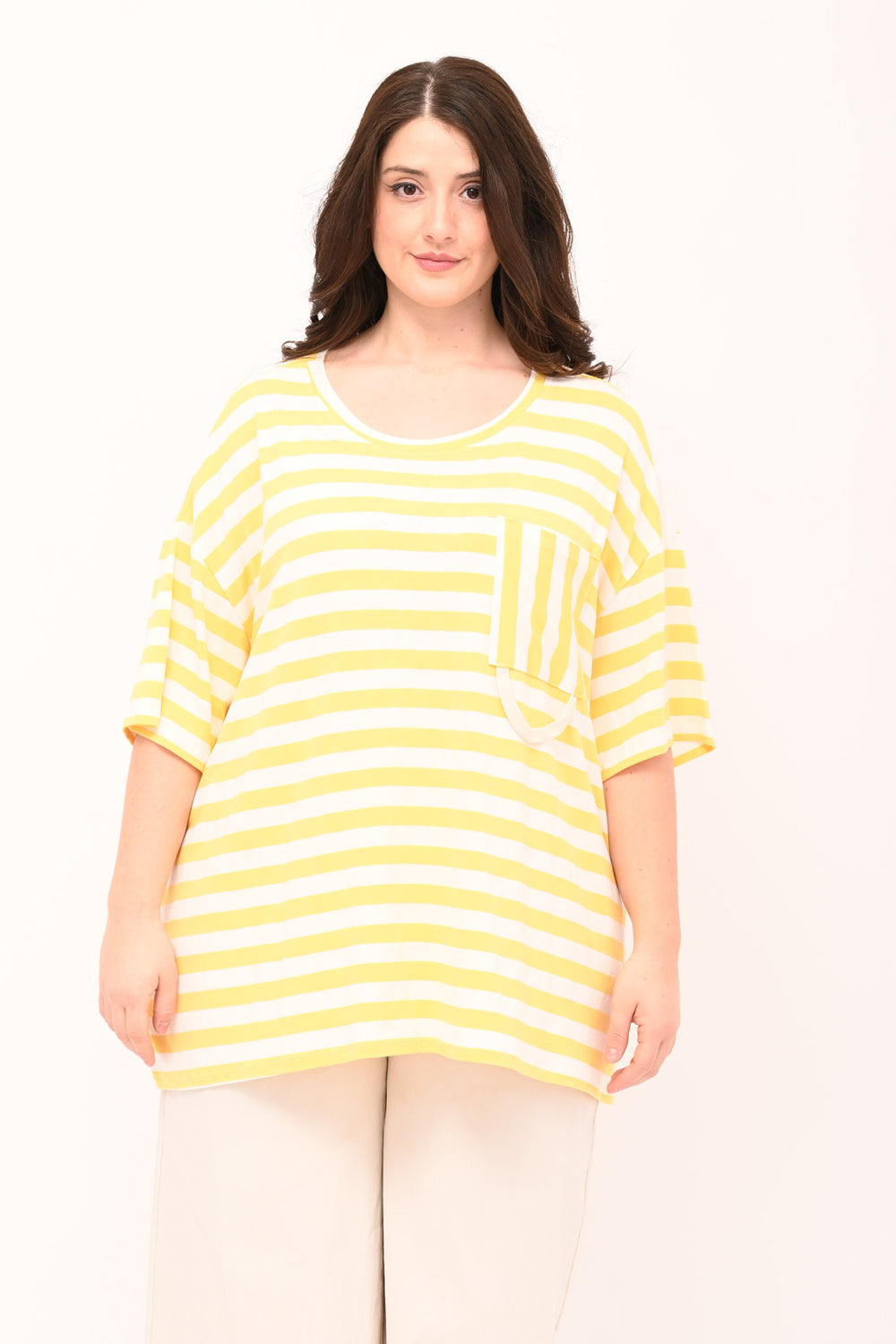Striped Pocket Box T-Shirt - Mango