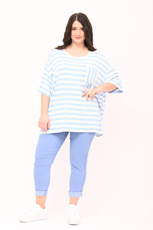 T-shirt box pocket stripes - Sky