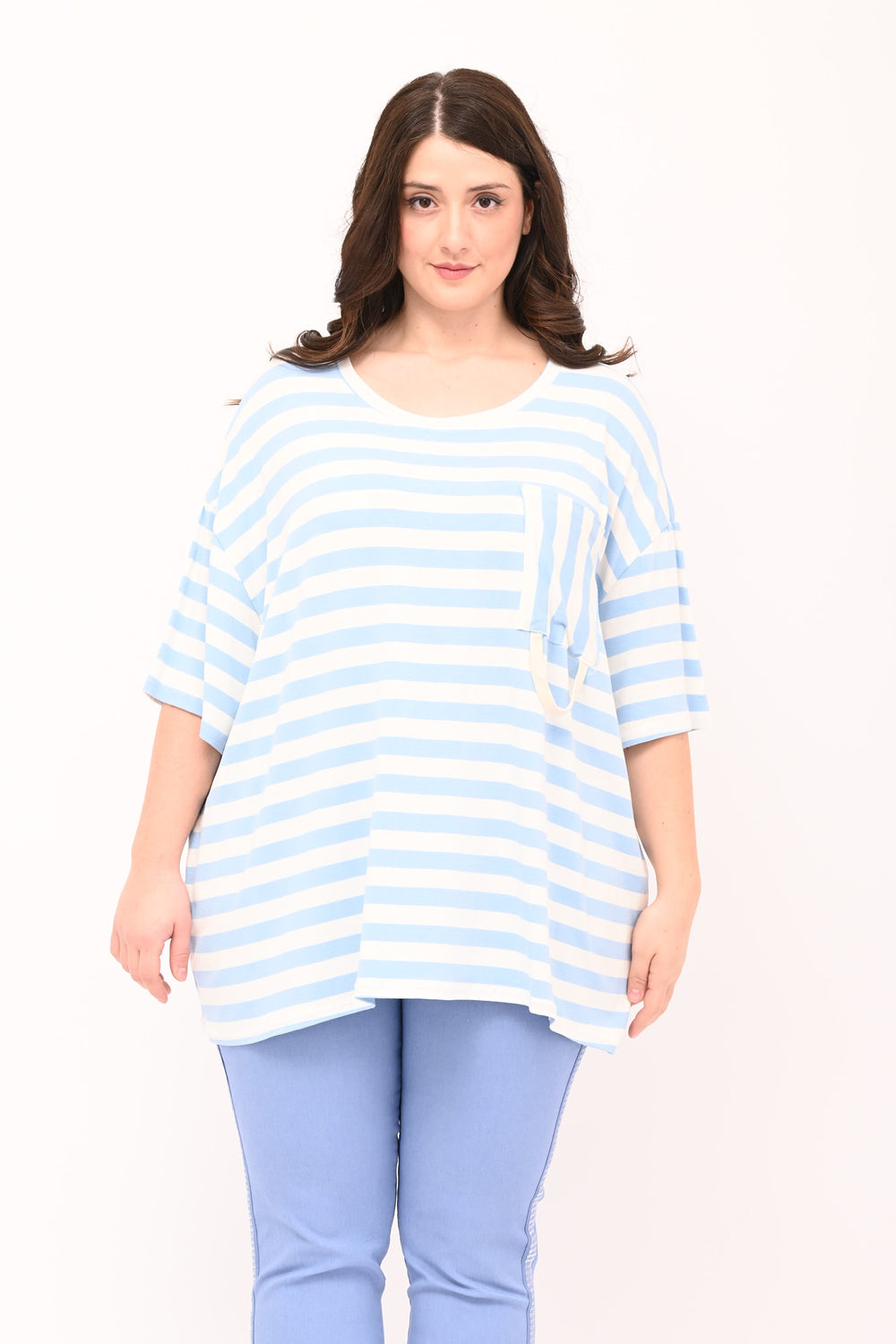 T-shirt box pocket stripes - Sky