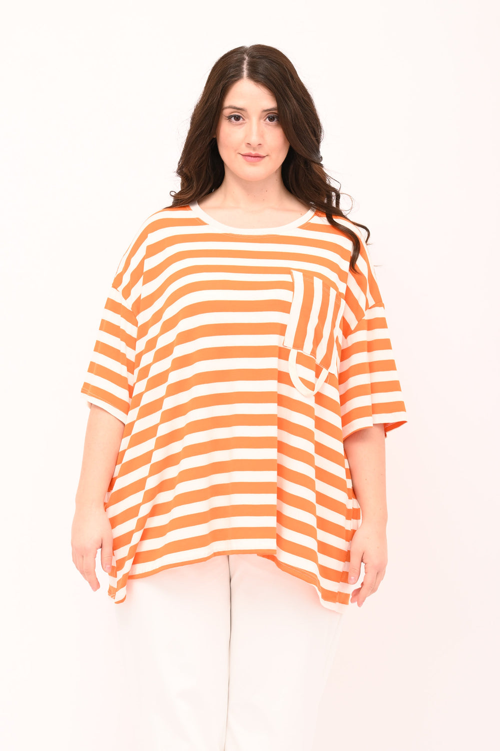 Striped Pocket Box T-Shirt - Orange