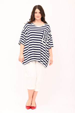 Striped Pocket Box T-Shirt - Blue