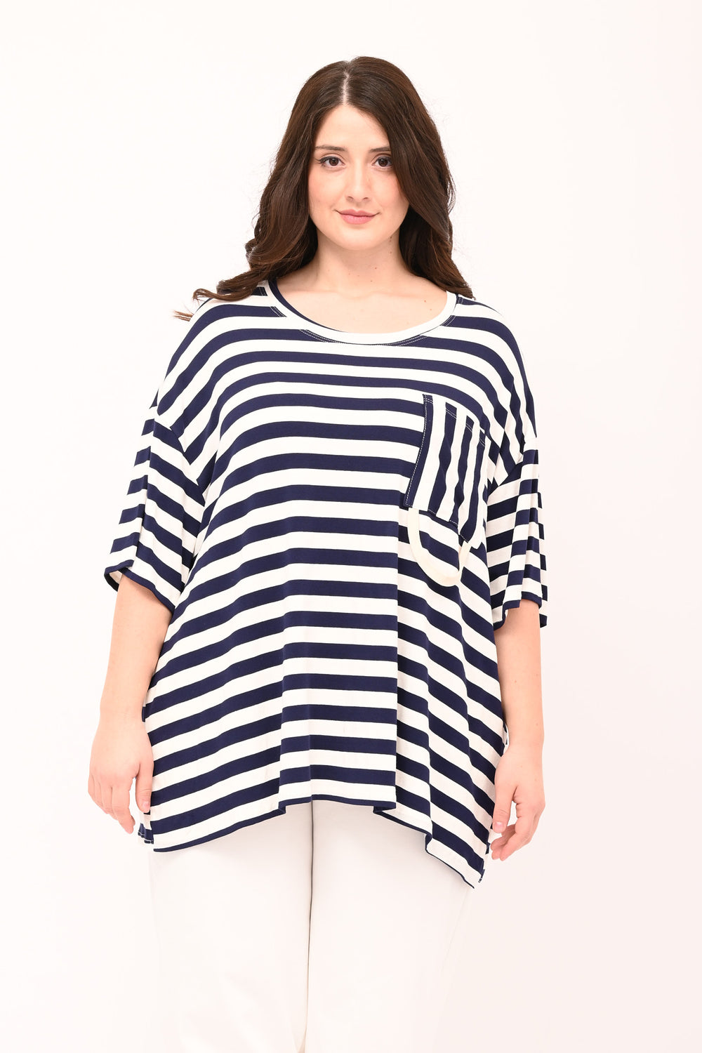Striped Pocket Box T-Shirt - Blue