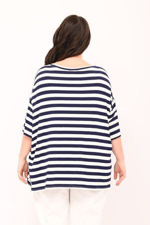 Striped Pocket Box T-Shirt - Blue