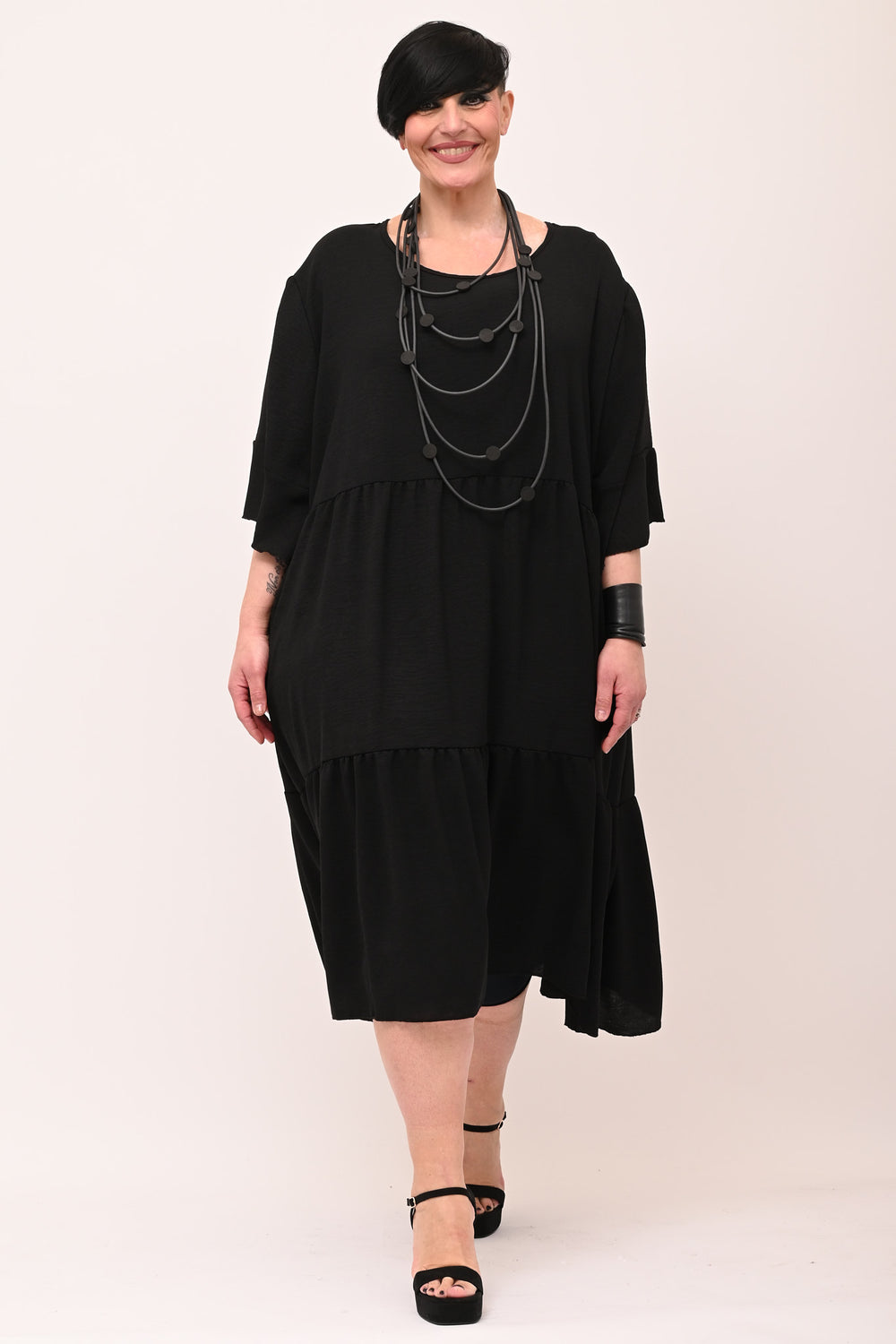 Maxi ruffle dress - BLACK