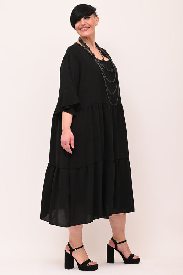 Maxi ruffle dress - BLACK