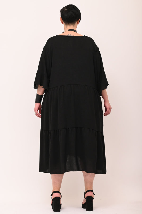 Maxi ruffle dress - BLACK