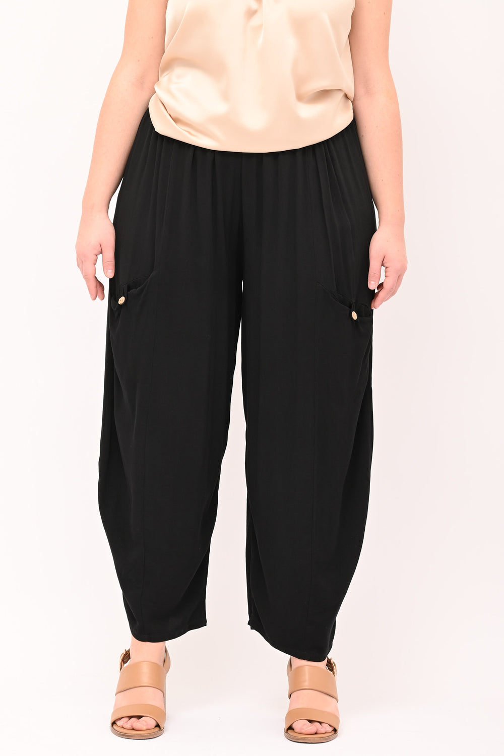 Viscose Pocket Pantacrop - Black