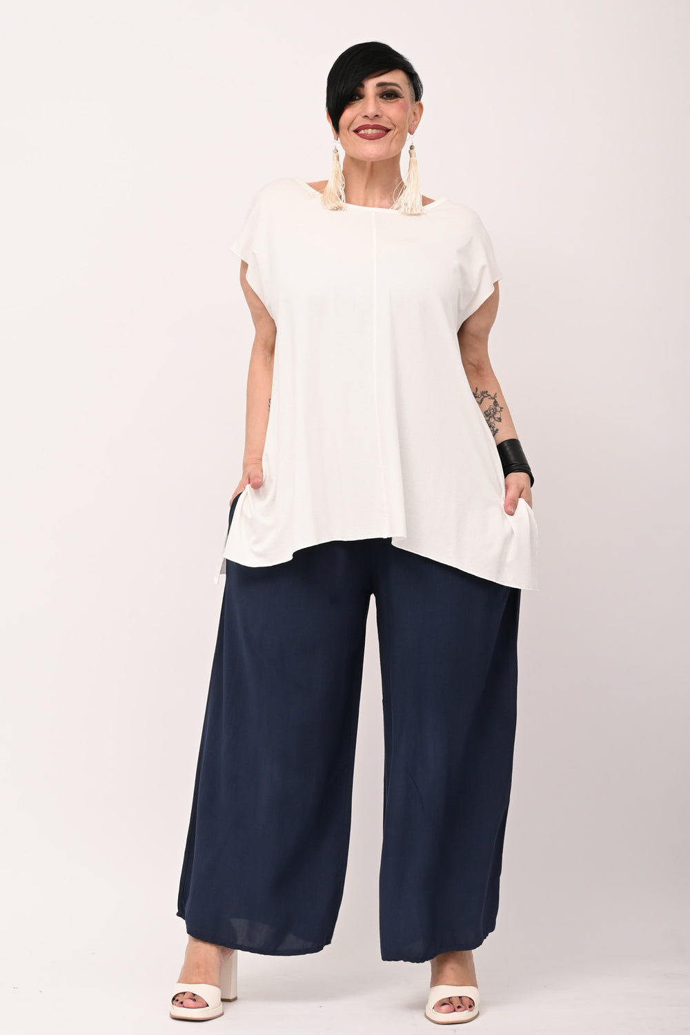 Pantapalazzo viscosa elastico - Blu