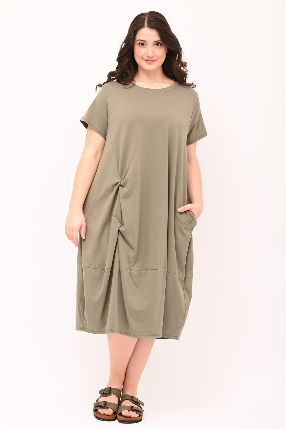 Egg Knot Dress - Military Green