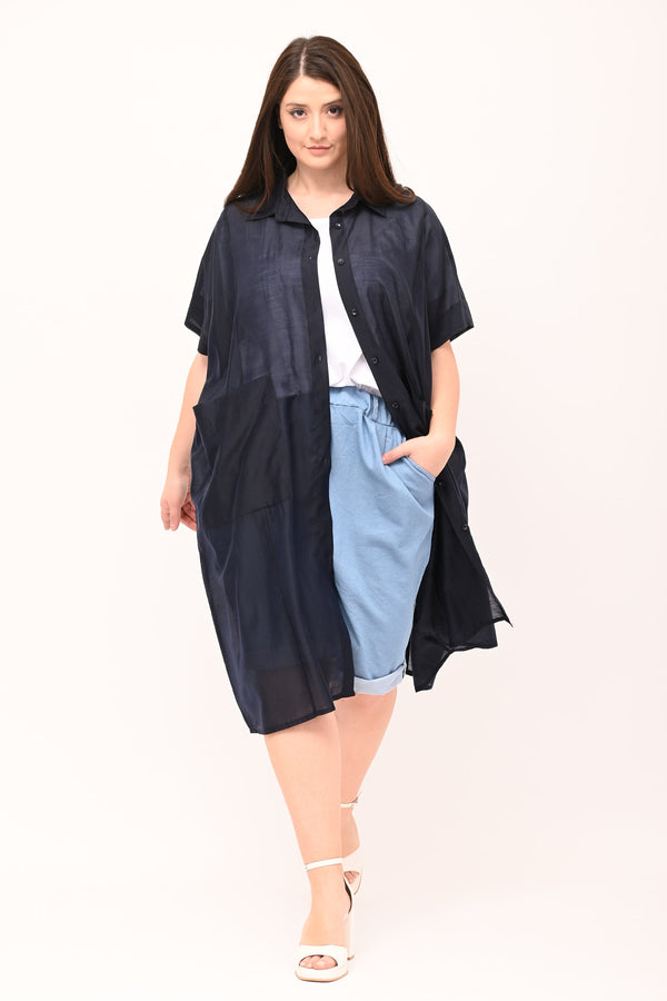 Camicia over tasconi - Blu