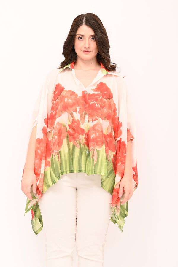 Camicia over fiori - Arancio