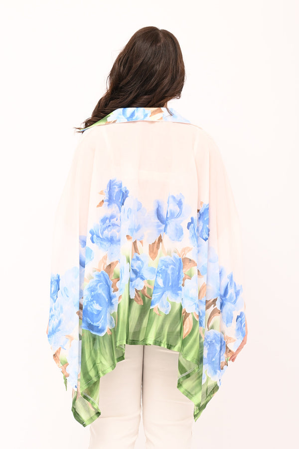 Camicia over fiori - Celeste
