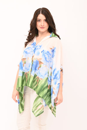 Camicia over fiori - Celeste