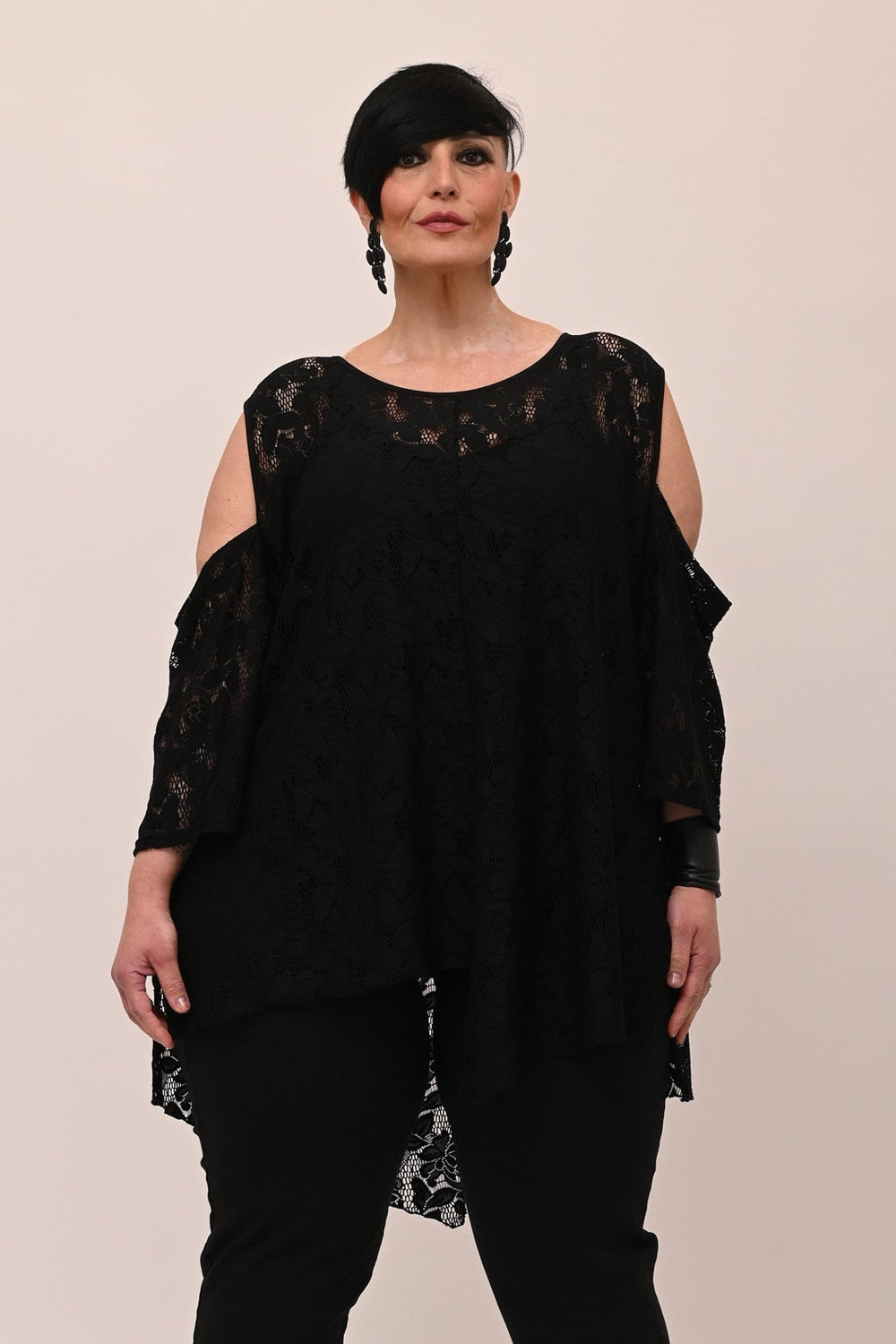 Maglia pizzo oblò - Nero