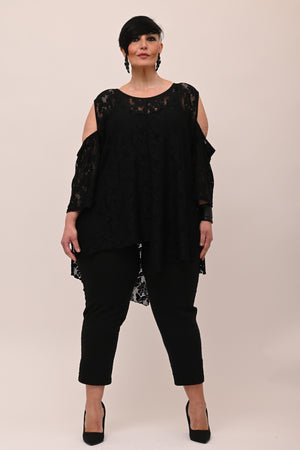 Maglia pizzo oblò - Nero