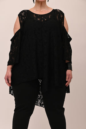 Maglia pizzo oblò - Nero