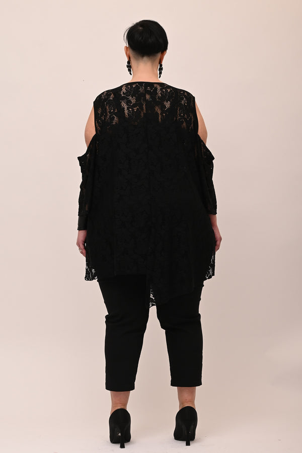 Maglia pizzo oblò - Nero